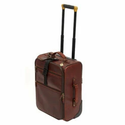 Claire Chase Legendary Classic 22" Pullman Dark Brown -US Suitcase Sales 2024 230LLegendaryClassic22PullmanSideViewWithExtendedHandle