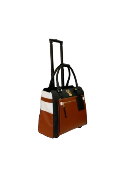 Cabrelli Laura Lock Carry On Rollerbrief Black/Cognac/White -US Suitcase Sales 2024 71702OU BCW 2Angle