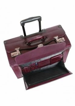 Mancini Leather Goods Deluxe Wheeled Catalog Case Burgundy -US Suitcase Sales 2024 90459 1