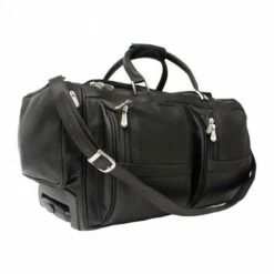 Piel Leather Duffel With Pockets On Wheels Assorted Colors -US Suitcase Sales 2024 DUFFEL WITH POCKETS ON WHEELS black side
