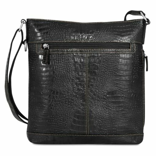 Jack Georges Hornback Croco Crossbody Bag -US Suitcase Sales 2024 HB312 Blk Front