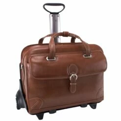Siamod Carugetto 15.4" Leather Detachable Wheeled Laptop Briefcase -US Suitcase Sales 2024 Siamod Carugetto Leather Detachable Wheeled Laptop Case Cognac