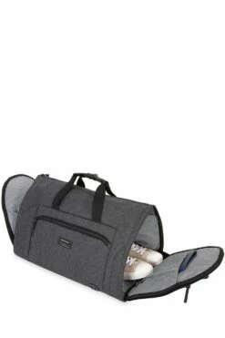 SWISSGEAR 7638 20" Getaway Everything Duffel Bag - Dark Gray -US Suitcase Sales 2024 sa7638 weekender gb right open