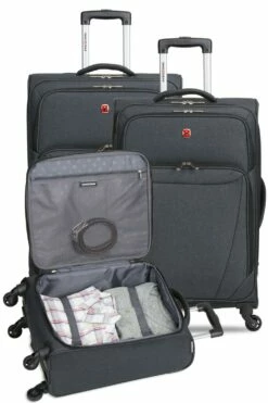 SWISSGEAR 2140 Expandable 3pc Spinner Luggage Set - Gray Heather -US Suitcase Sales 2024 sw2140 2 grey