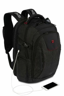 SWISSGEAR WENGER Commander USB ScanSmart Laptop Backpack - Dotted Black -US Suitcase Sales 2024 wg5358200418 07