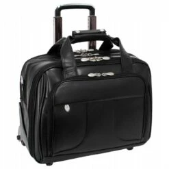 McKlein USA Chicago 15.6" Leather Patented Detachable Wheeled Laptop Overnight With Removable Briefcase Black
